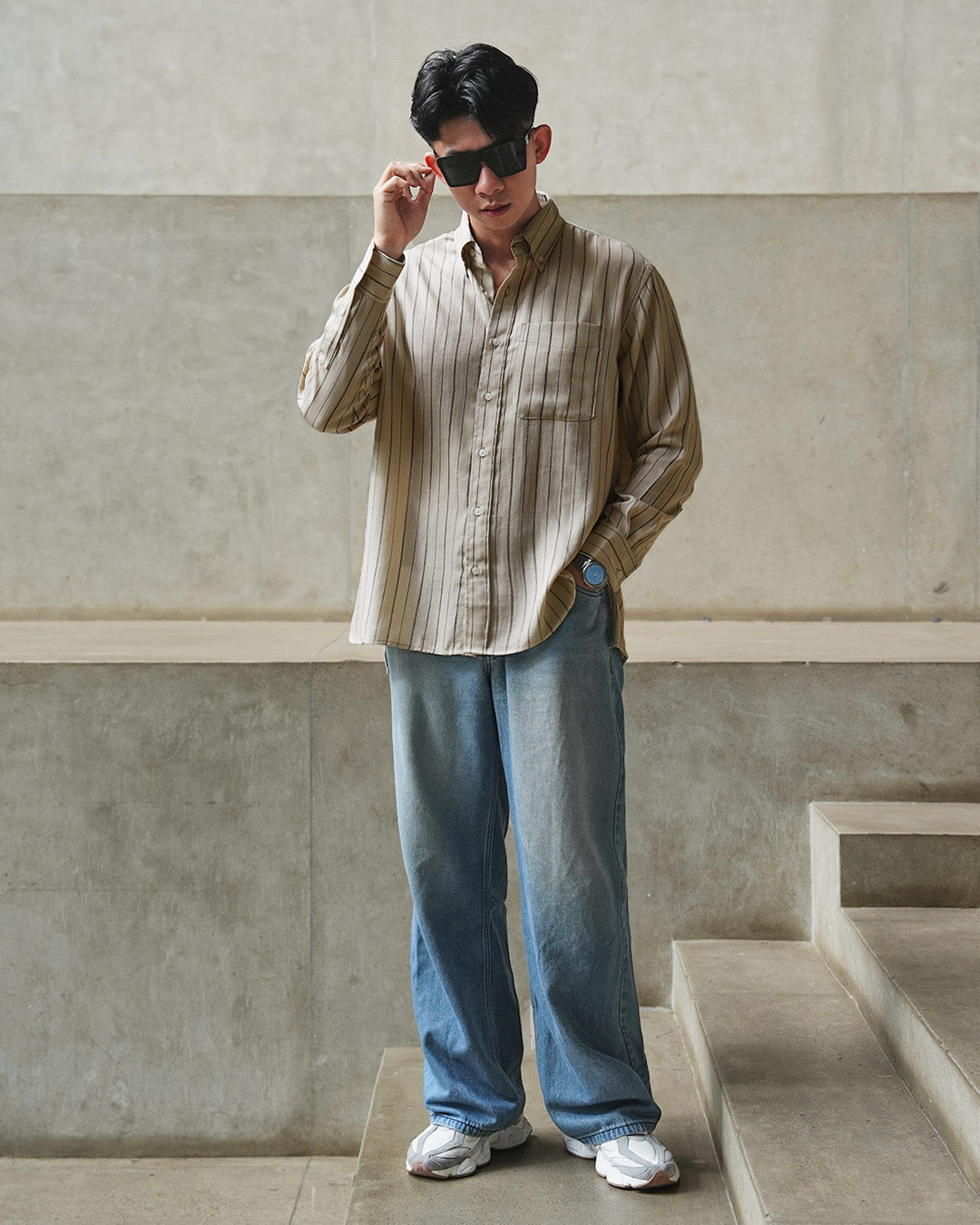Abstract Stripe Shirt - Beige