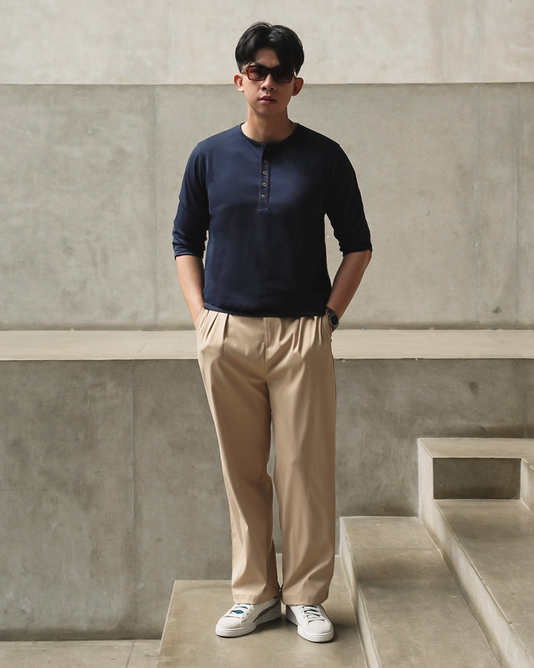 Henley Shirt BreezeWear 2.0 - 3/4 Sleeve - Navy