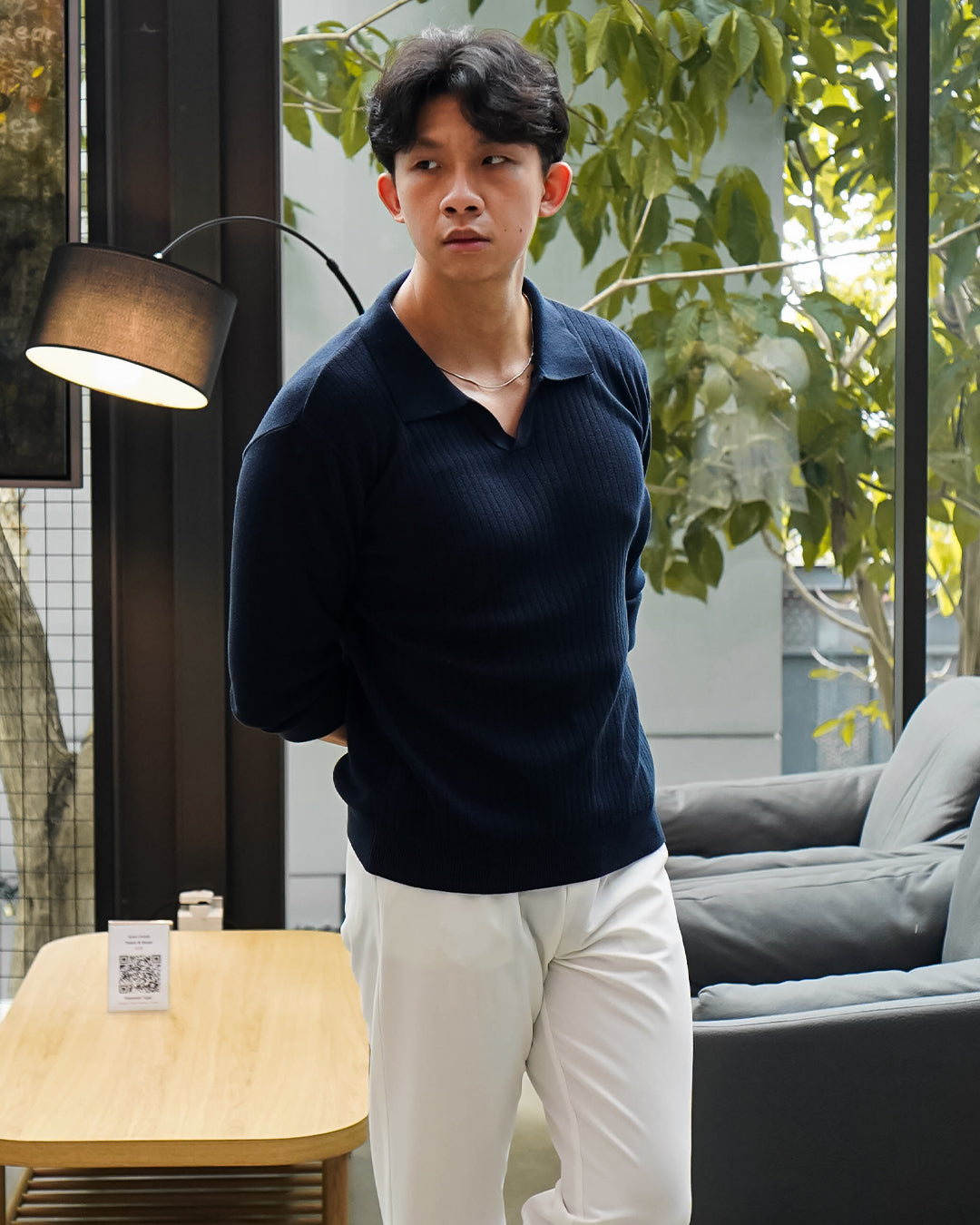 Polo Knitwear Ribbed Longsleeve - Navy