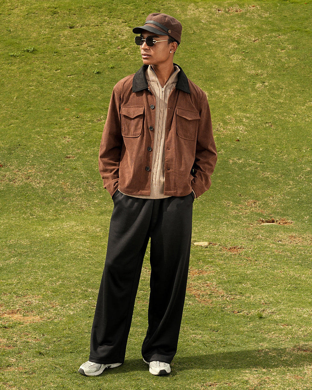 Essentials Corduroy Button Work Jacket - Brown