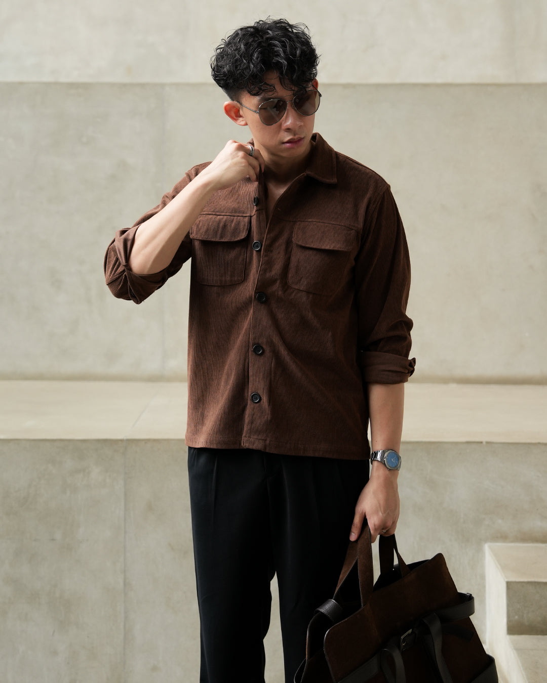 Corduroy Overshirt SIGNORE - Coffee