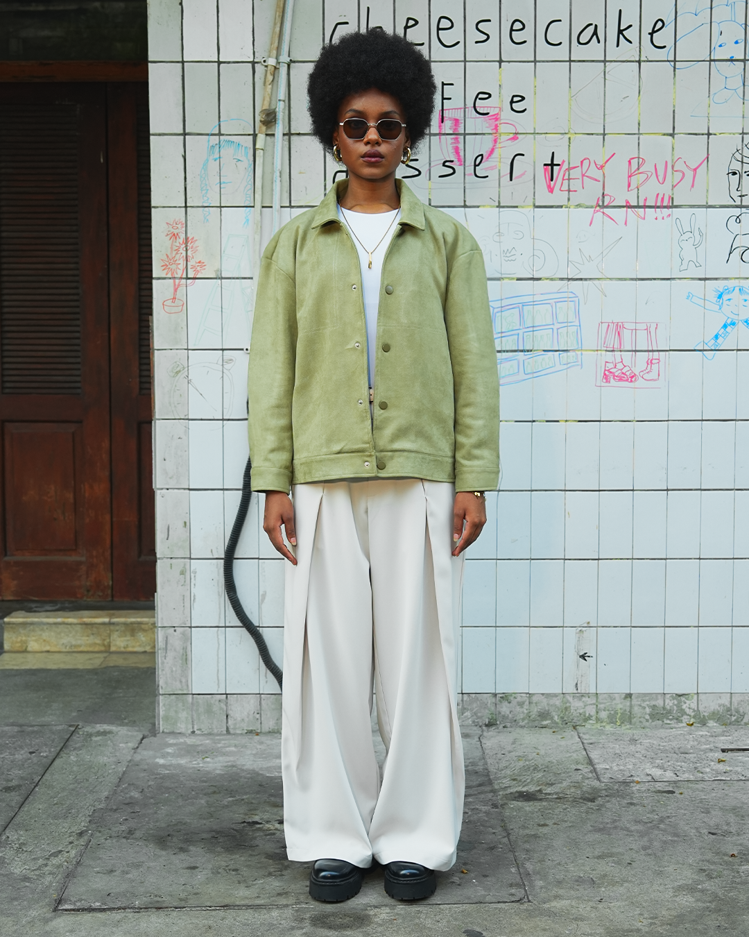 Suede Coach Jacket - Matcha