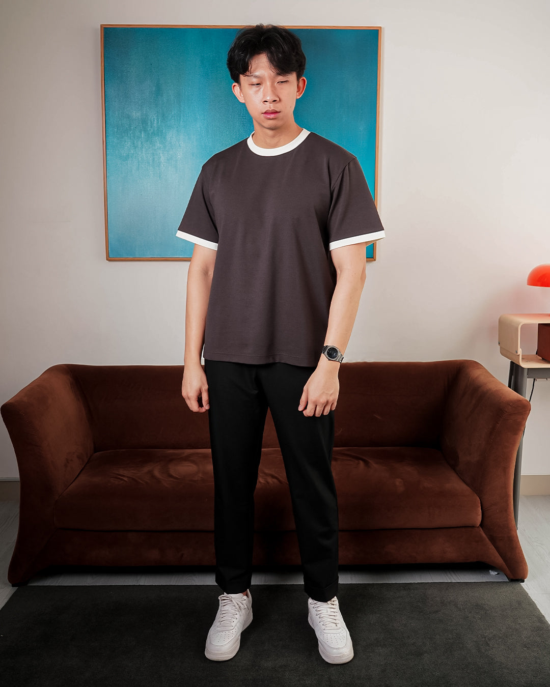Oversize Two Tone Tees Shirt Breeze Wear - Charcoal