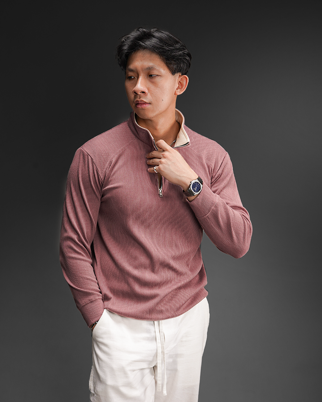 Polo Marvin IV Half Zip - Dusty Pink
