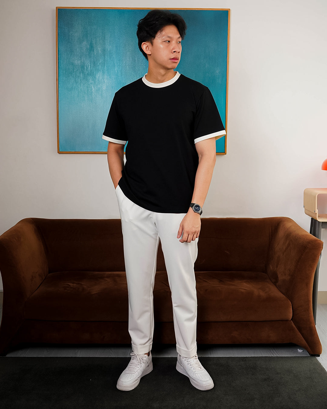 Oversize Two Tone Tees Shirt Breeze - Black