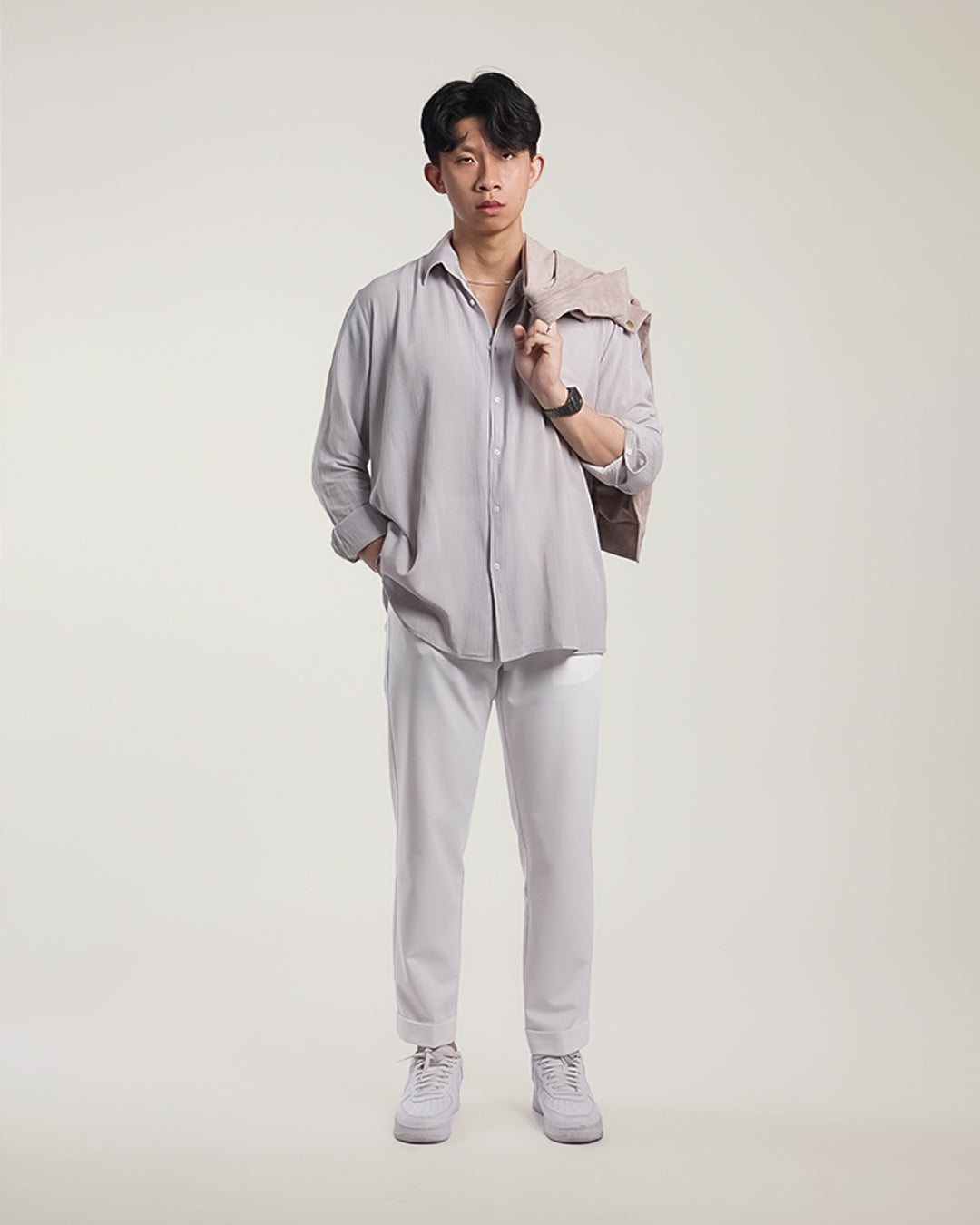 Crinkle Rayon Shirt - Gray
