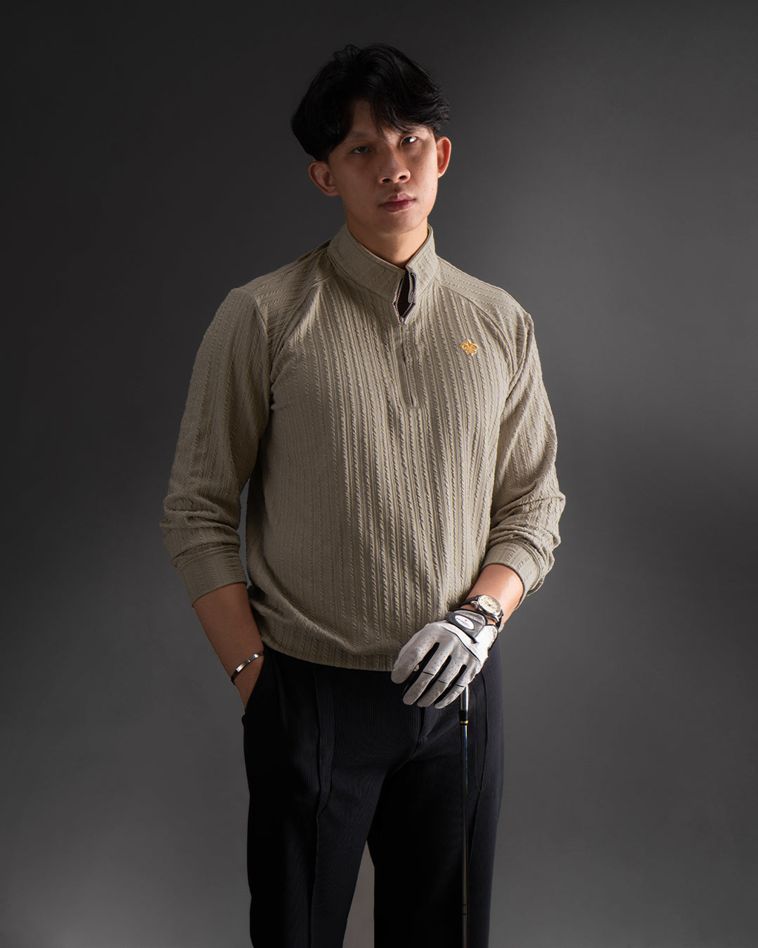 Pull Over Half Zip Knit - Beige