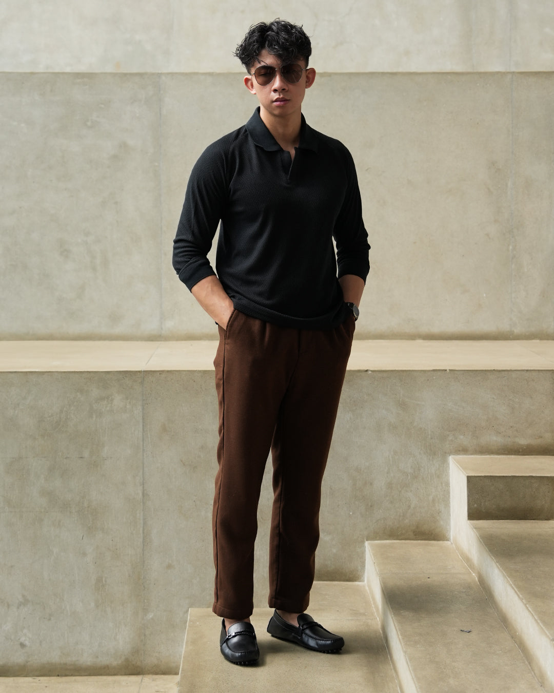 Ribs Polo Textured - Black