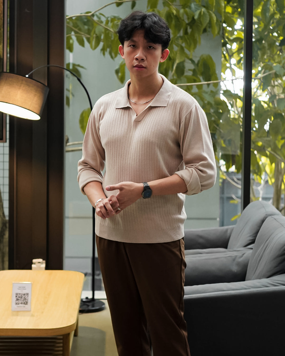 Polo Knitwear Ribbed Longsleeve - Oyster Gray