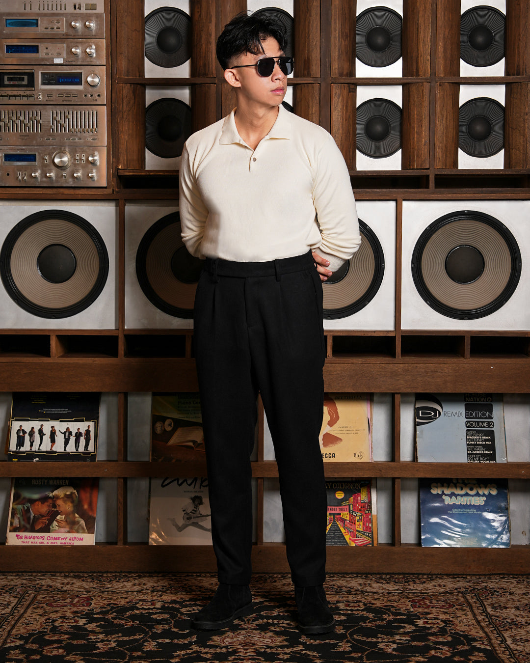 Wool Trouser Pants Sim Fit - Black