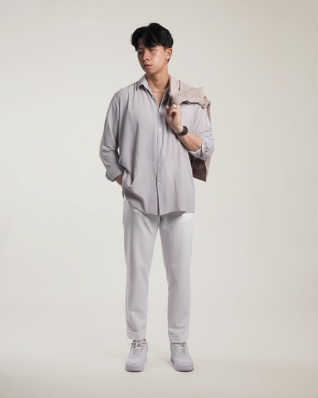 Crinkle Rayon Shirt - Gray