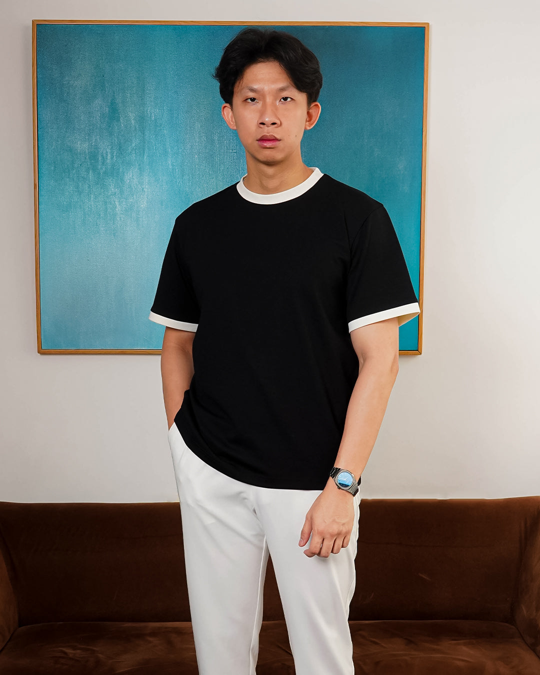 Oversize Two Tone Tees Shirt Breeze - Black