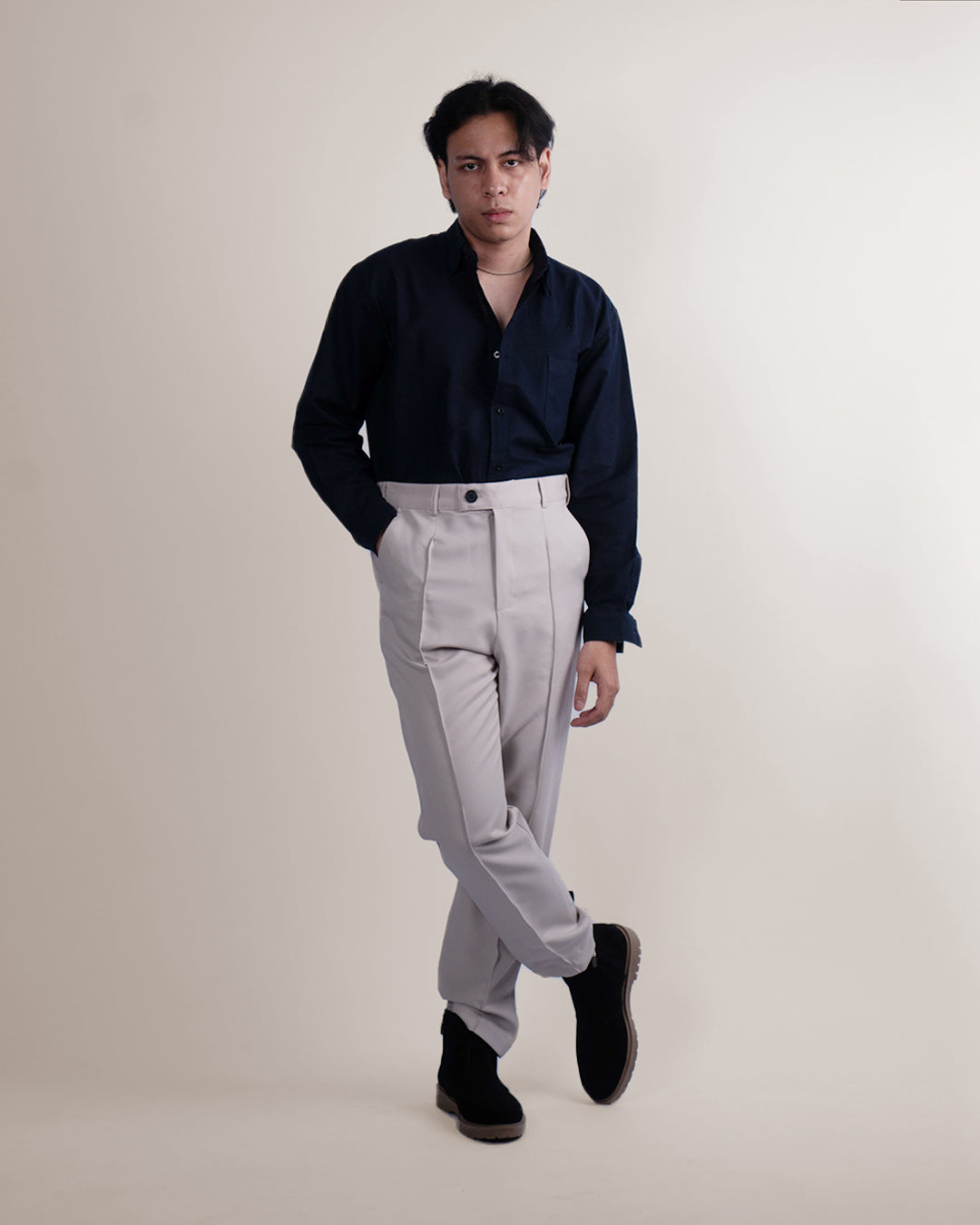 Trouser Stripe Pants - Light Gray