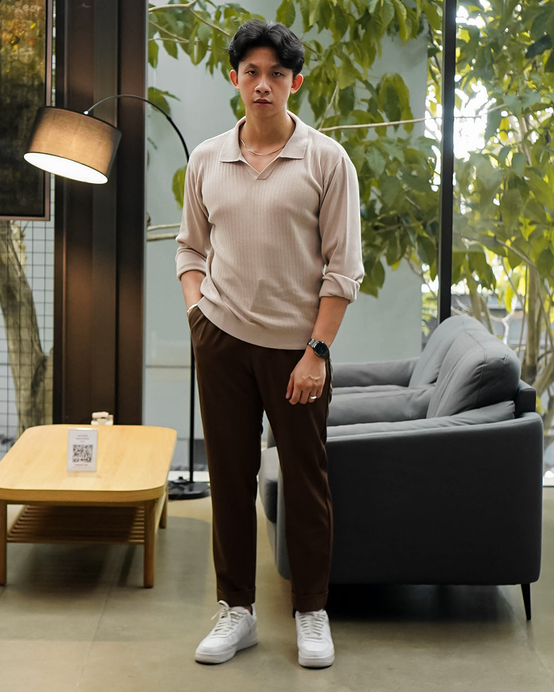 Polo Knitwear Ribbed Longsleeve - Oyster Gray