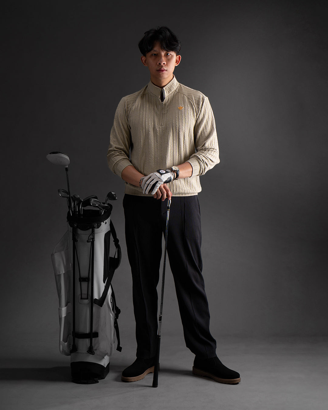 Pull Over Half Zip Knit - Beige