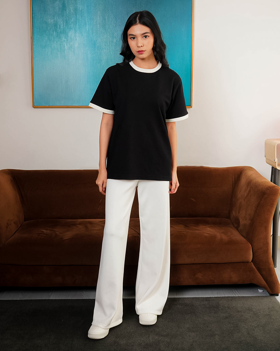 Oversize Two Tone Tees Shirt Breeze - Black