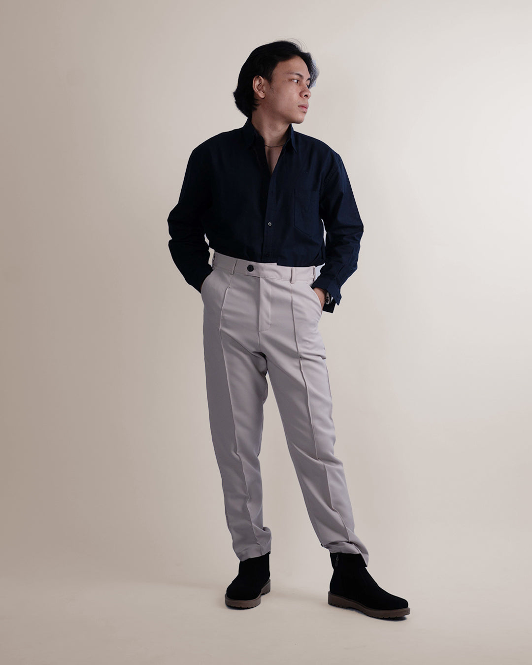 Trouser Stripe Pants - Light Gray