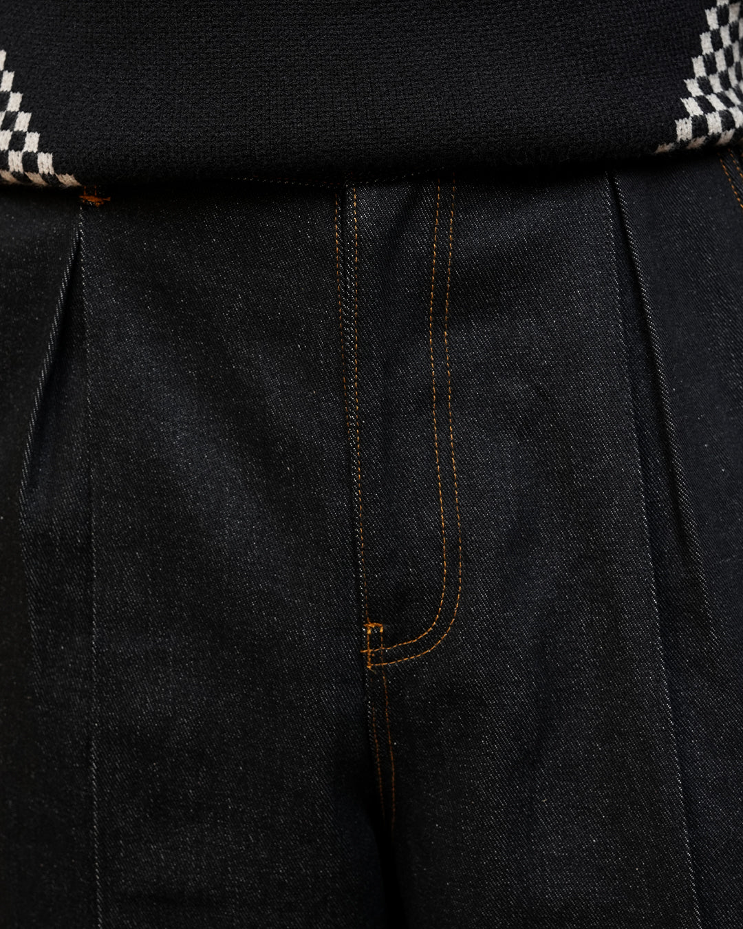 Pleated Denim Stripes Pants