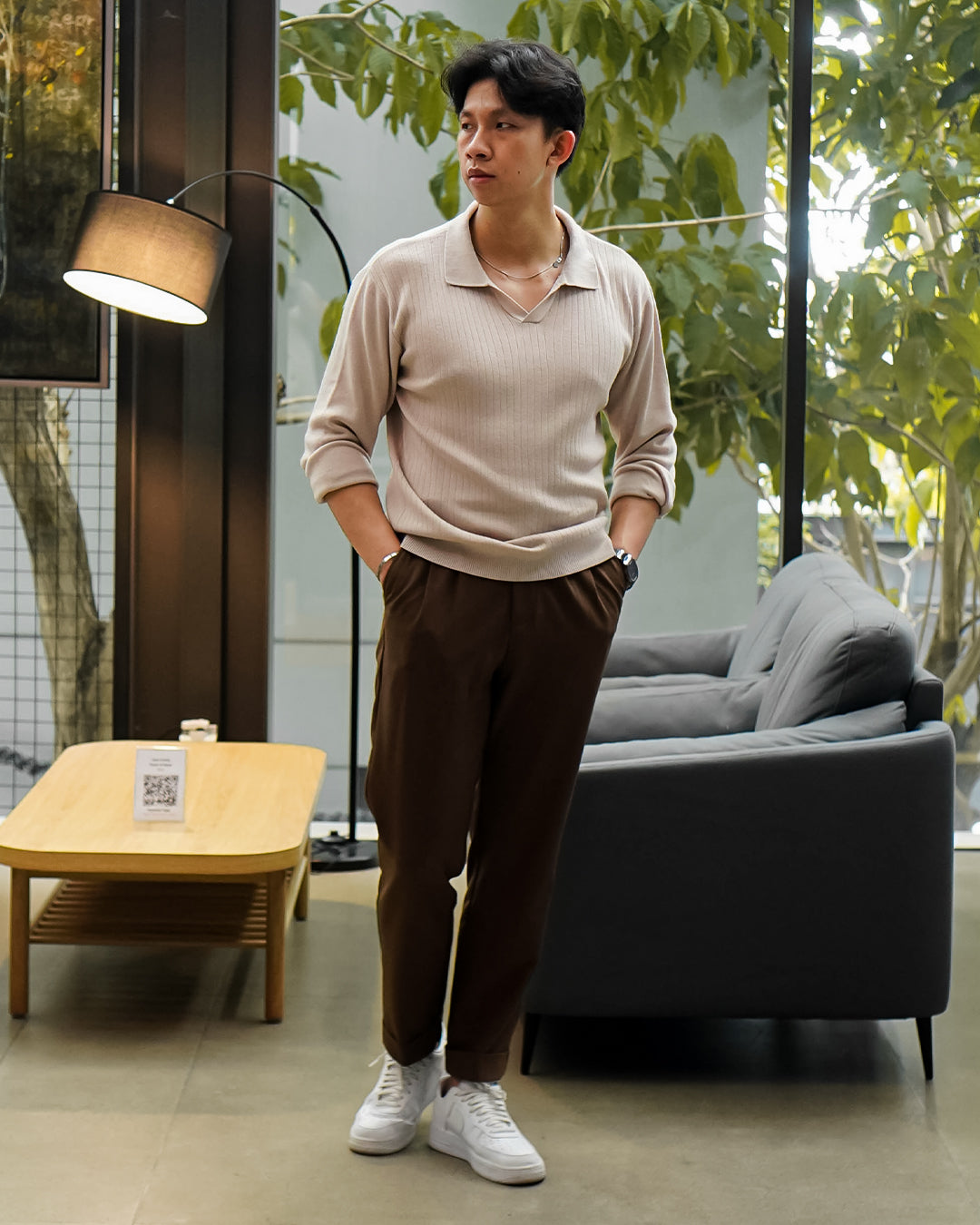 Polo Knitwear Ribbed Longsleeve - Oyster Gray