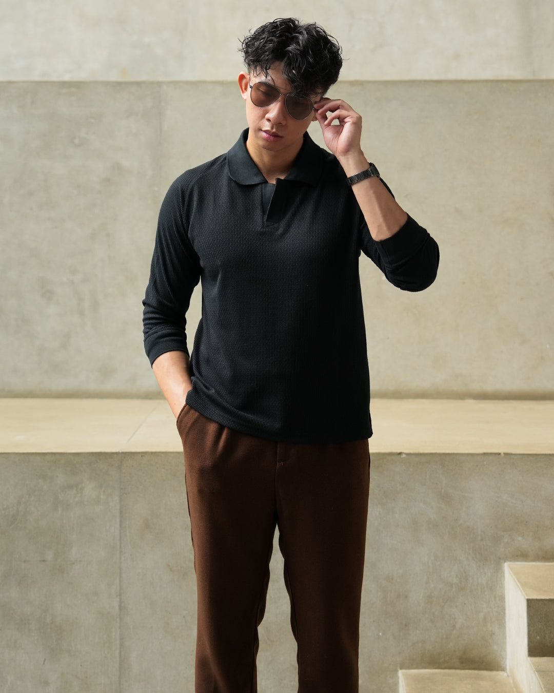 Ribs Polo Textured - Black