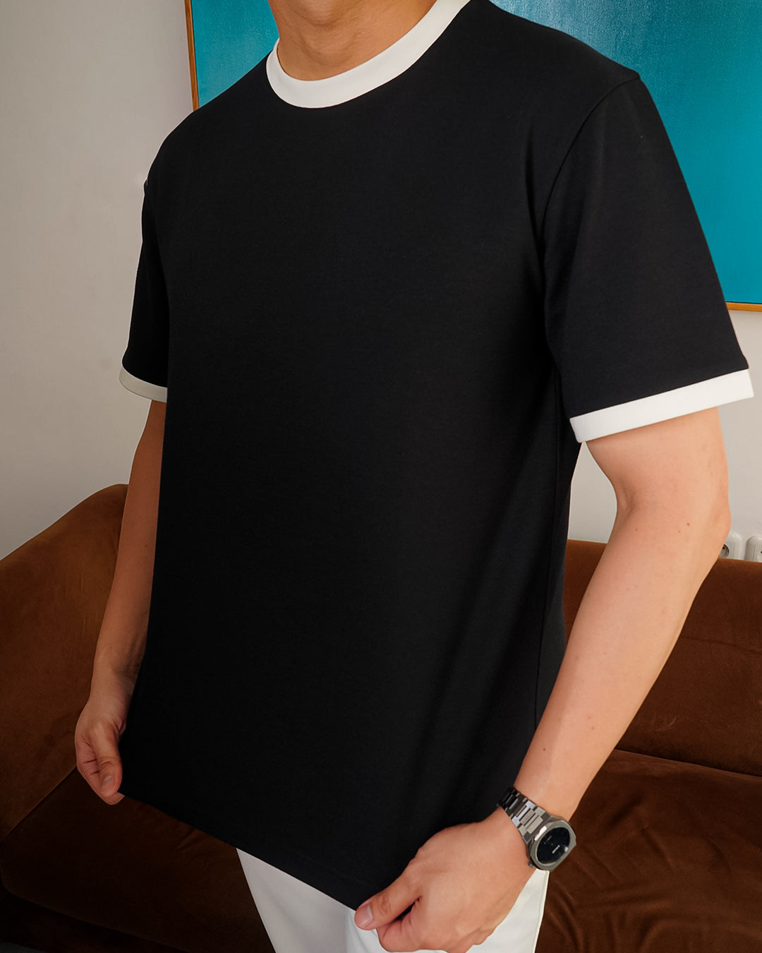Oversize Two Tone Tees Shirt Breeze - Black