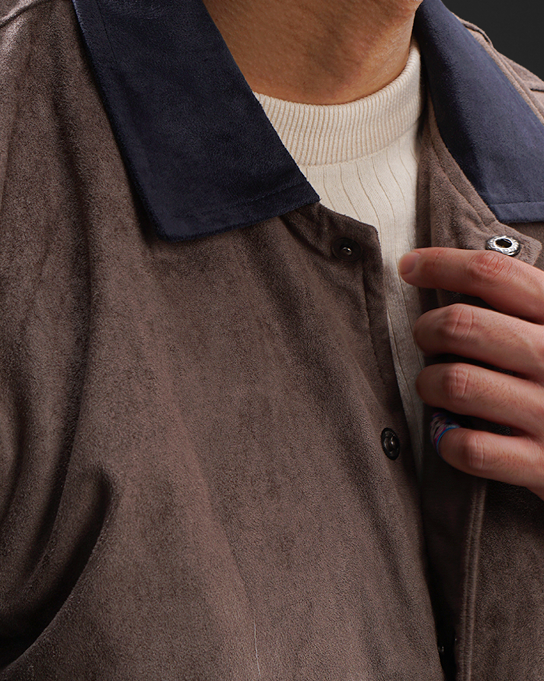 Two Tone Active Boxy Varsity Suede Jacket