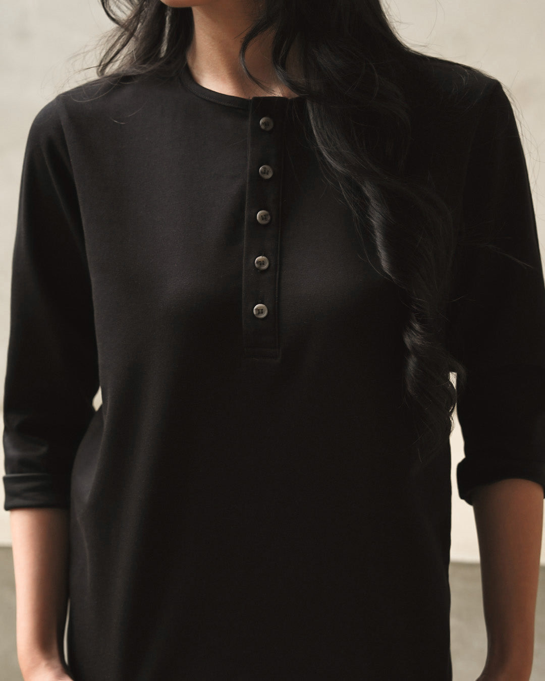 Henley Shirt BreezeWear 2.0 - 3/4 Sleeve - Black