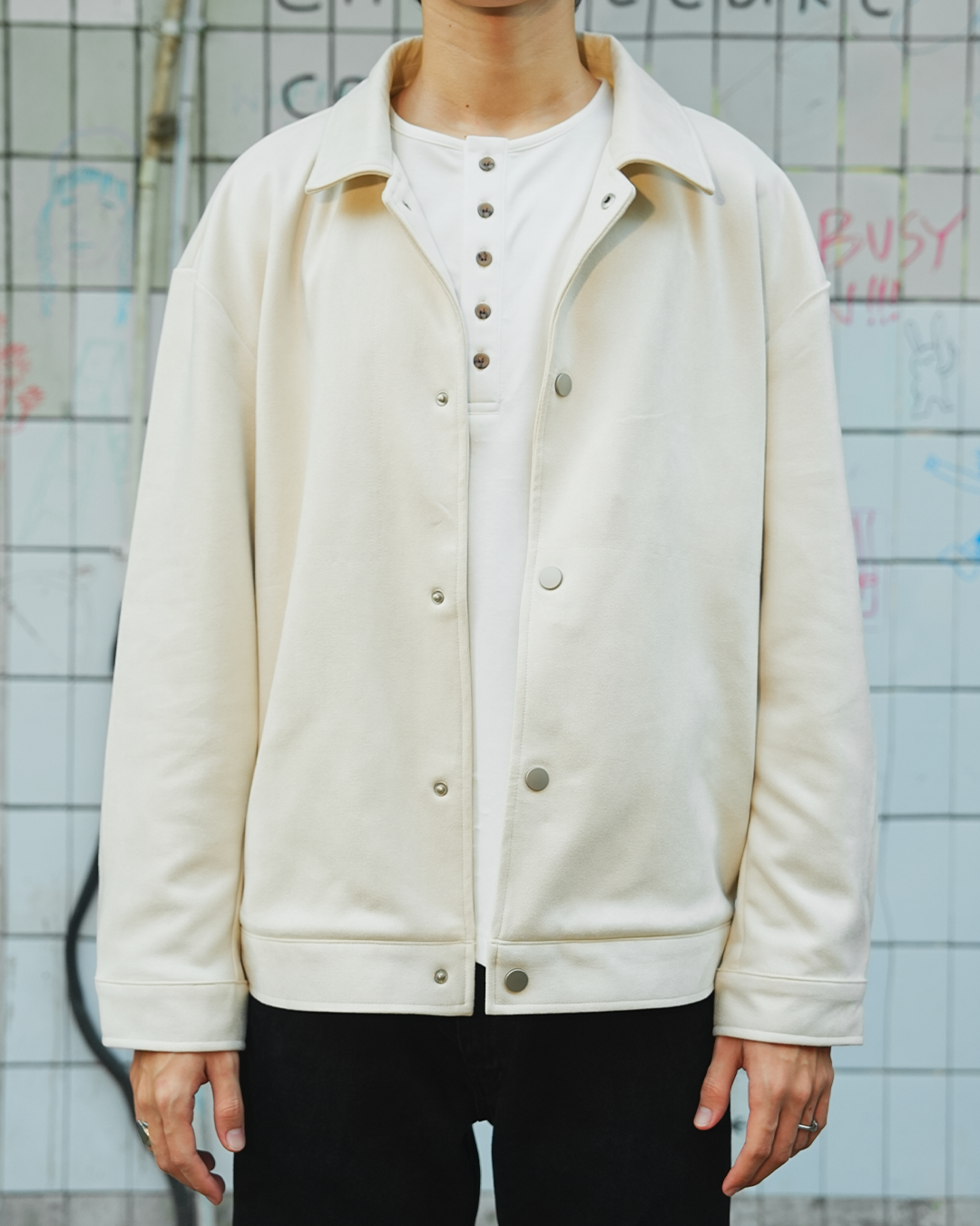 Suede Coach Jacket - Off White