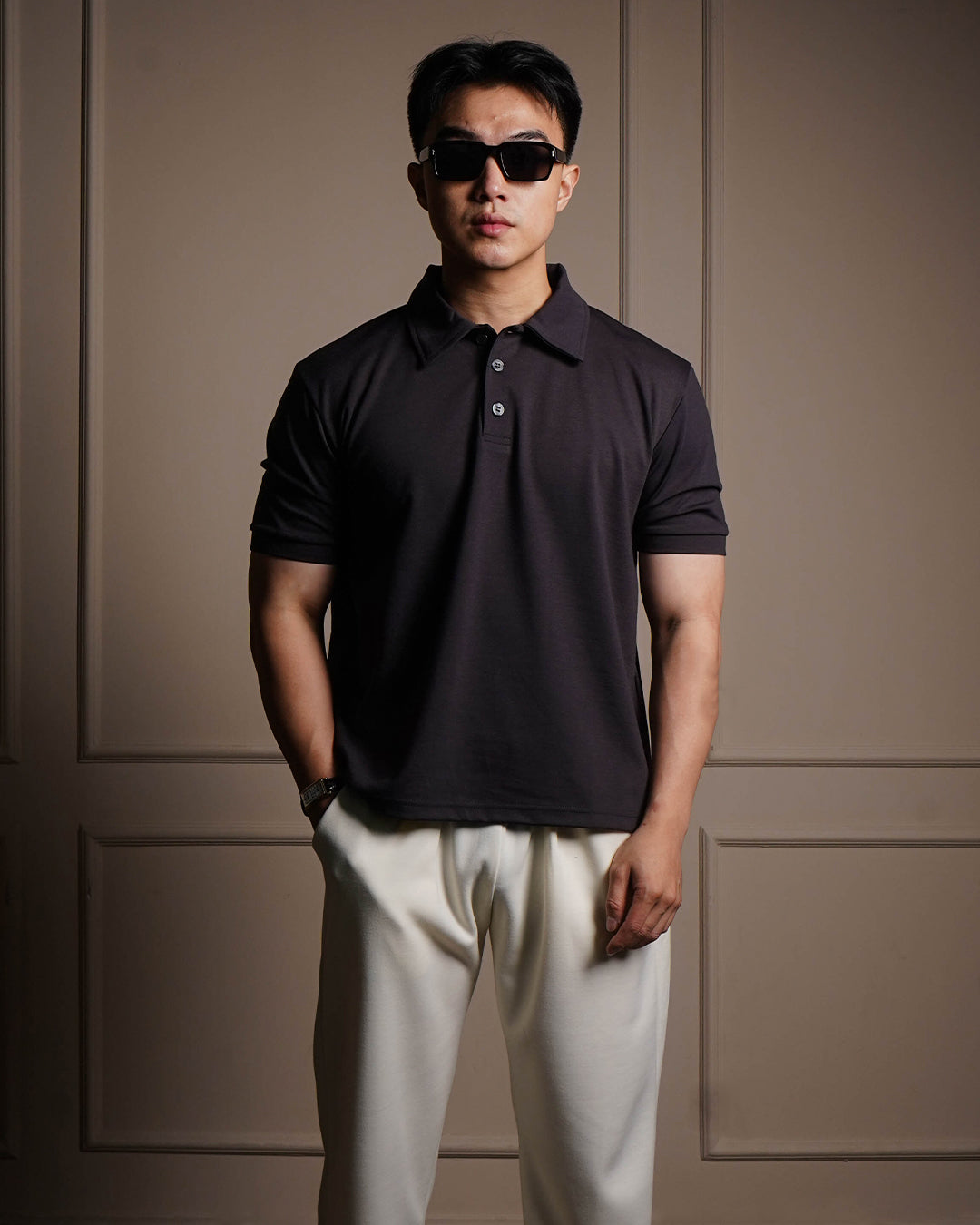Polo Modern Fit Minimal Breeze Wear - Charcoal