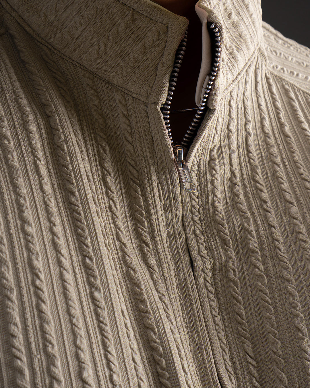 Pull Over Half Zip Knit - Beige