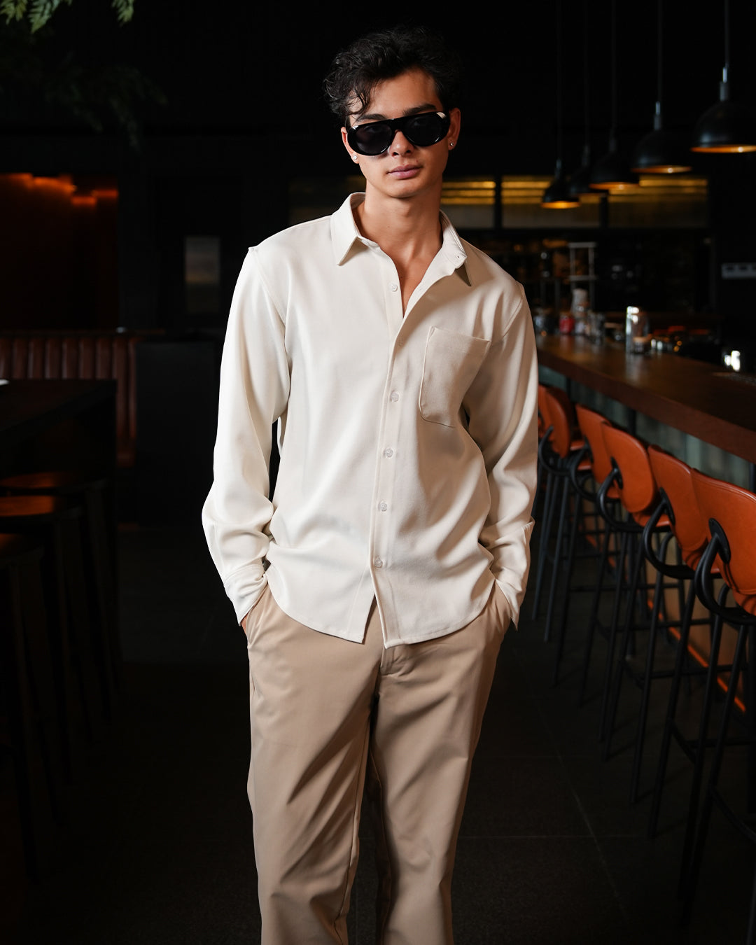 Twill Texture Shirt - Offwhite