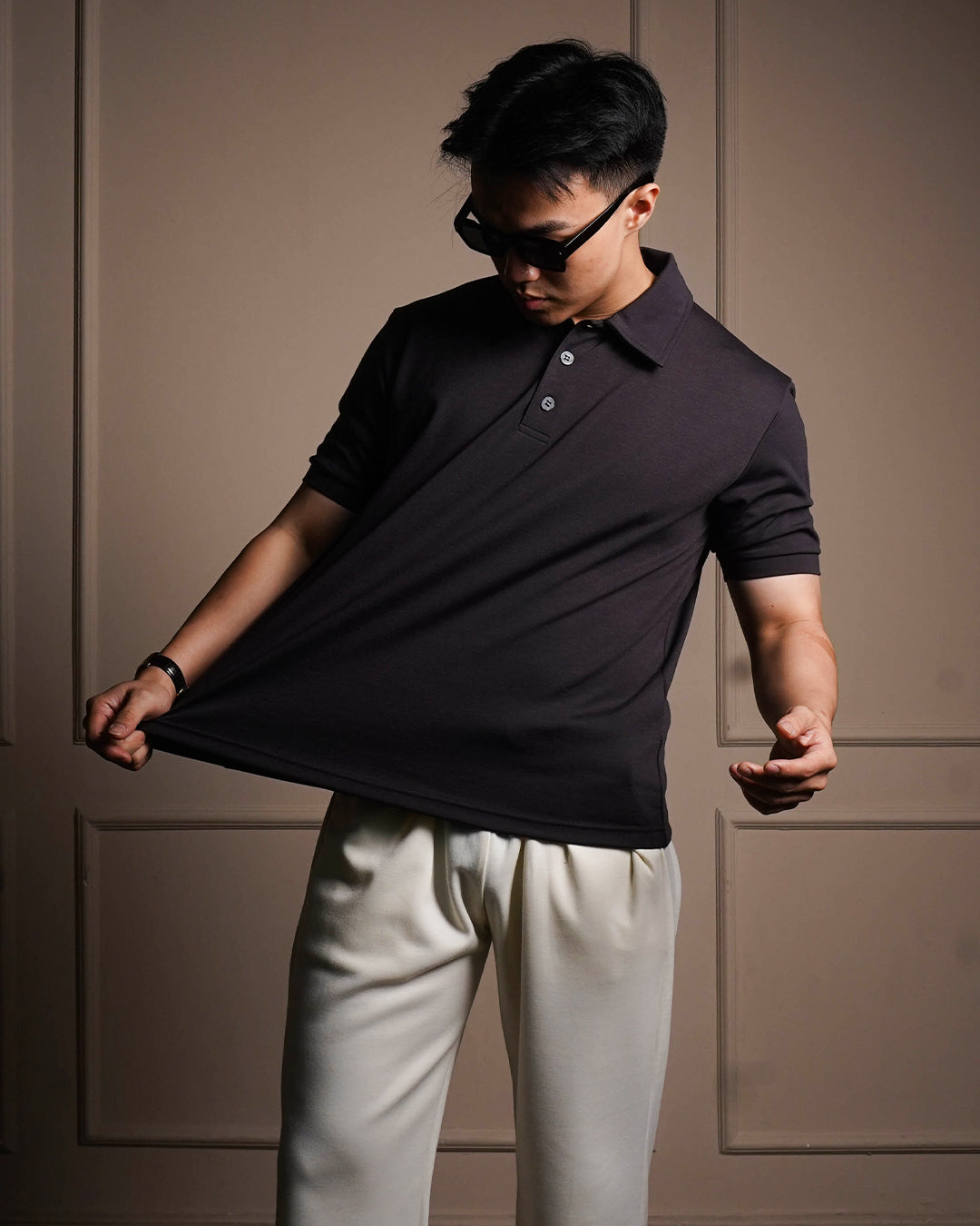Polo Modern Fit Minimal Breeze Wear - Charcoal