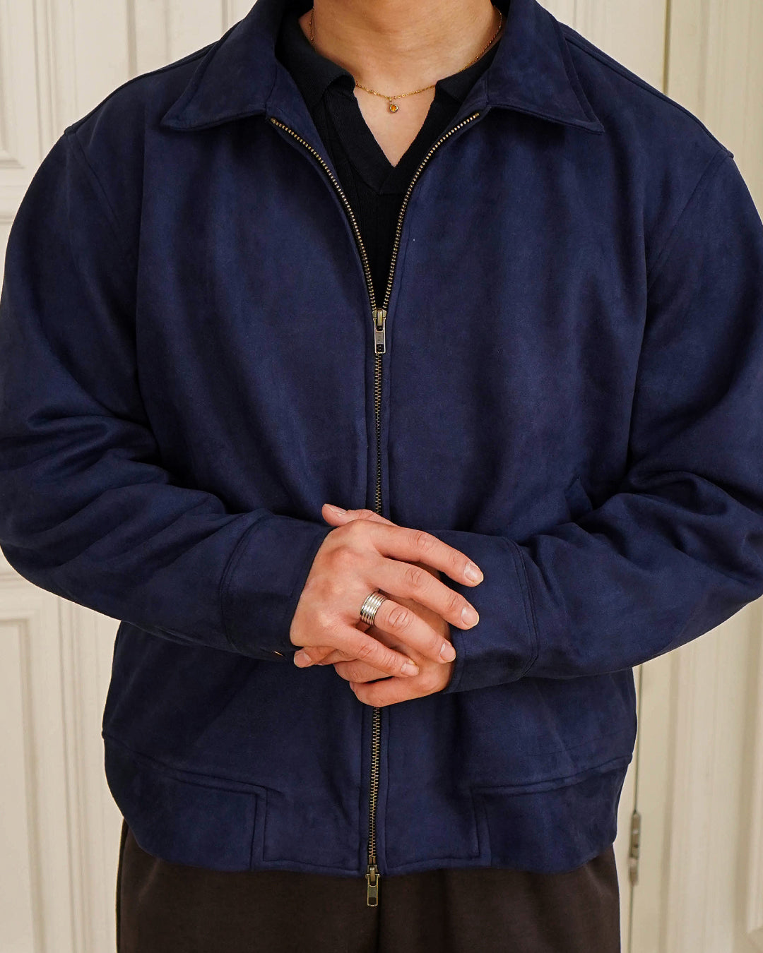 Downtown City Suede Jacket - Navy