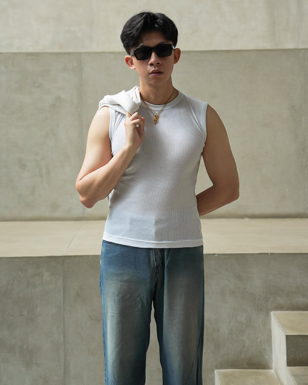 Modern Ribb Tank Top - White