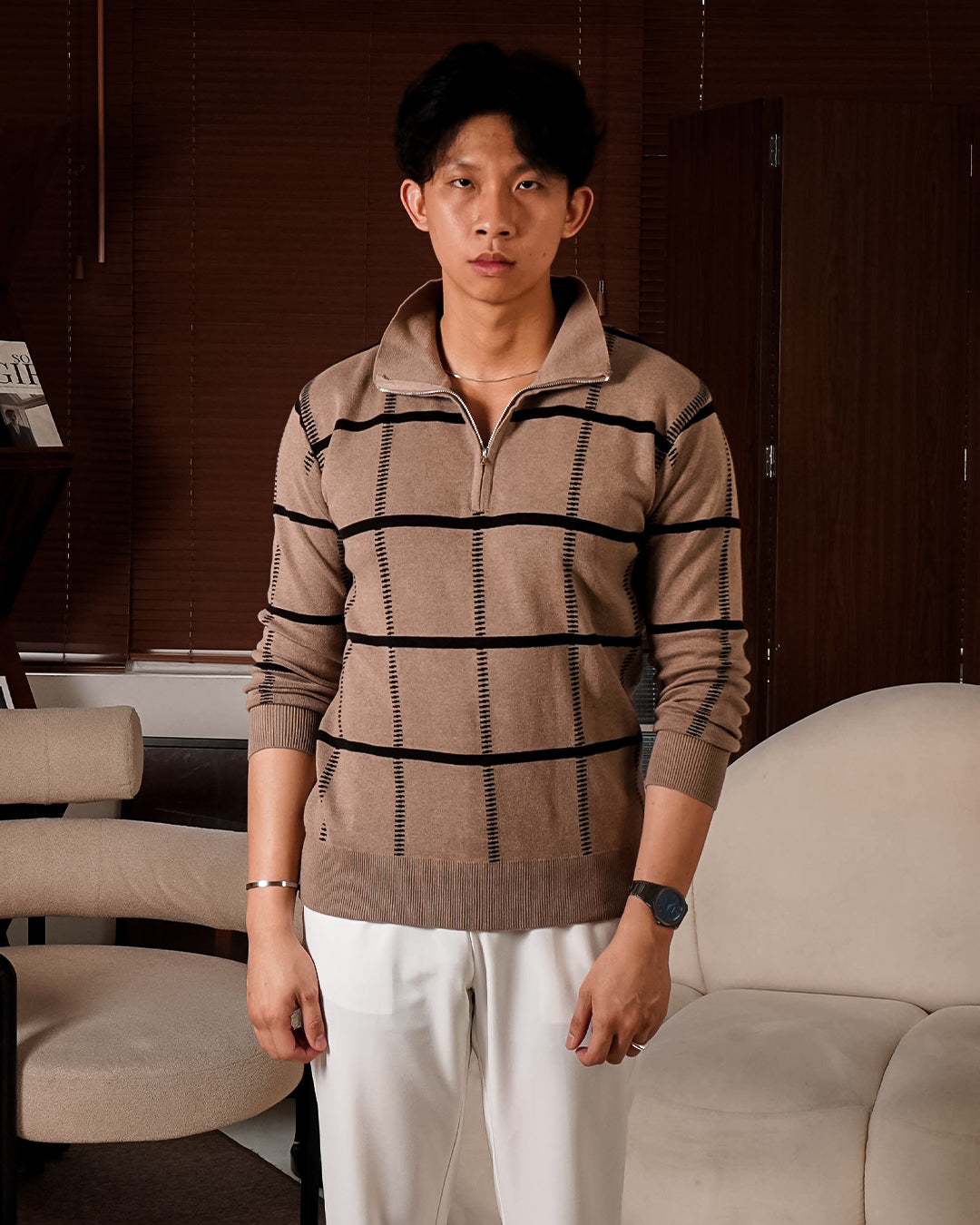 Polo Fenndi Half Zip Cotton - Brown