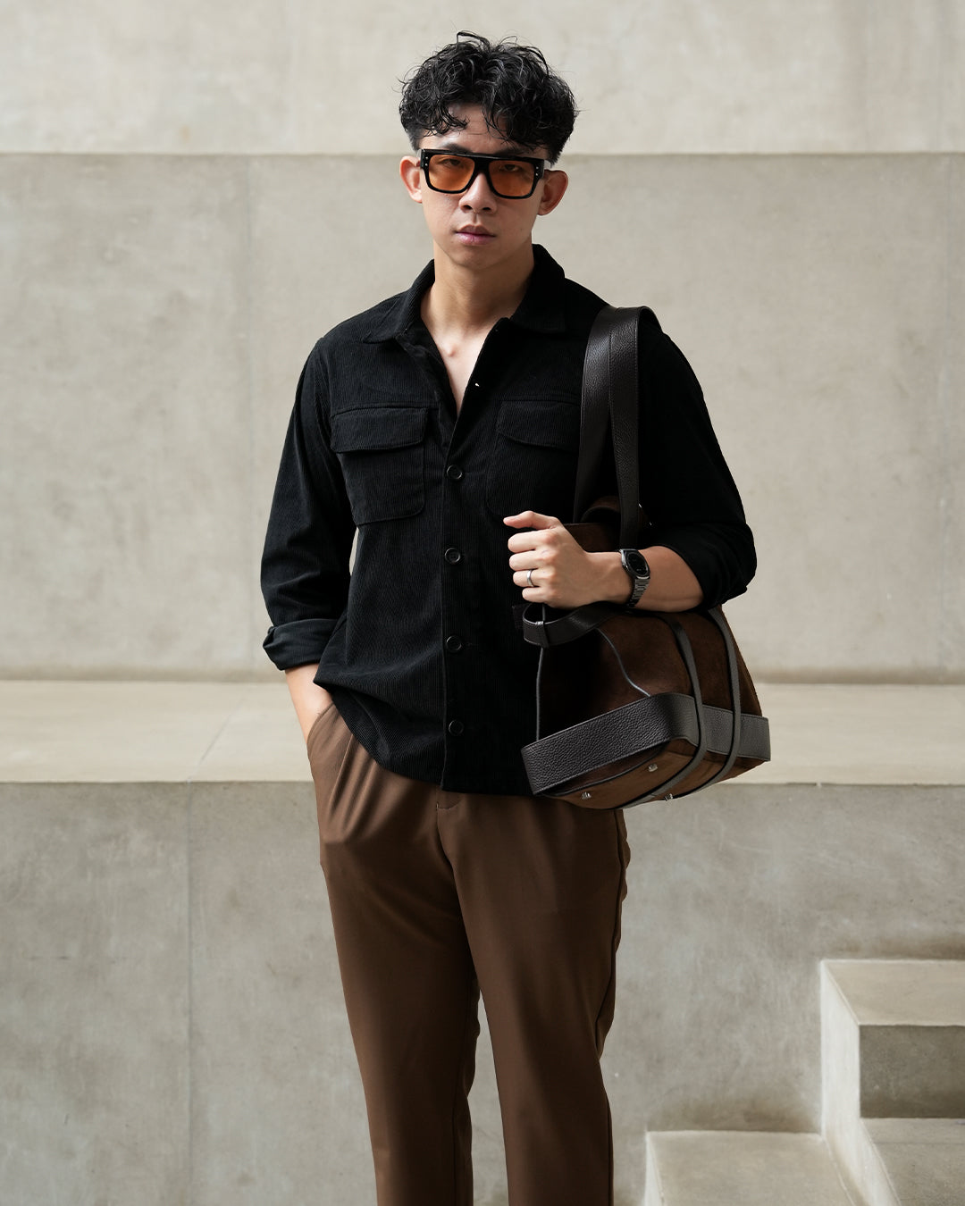 Corduroy Overshirt SIGNORE - Black
