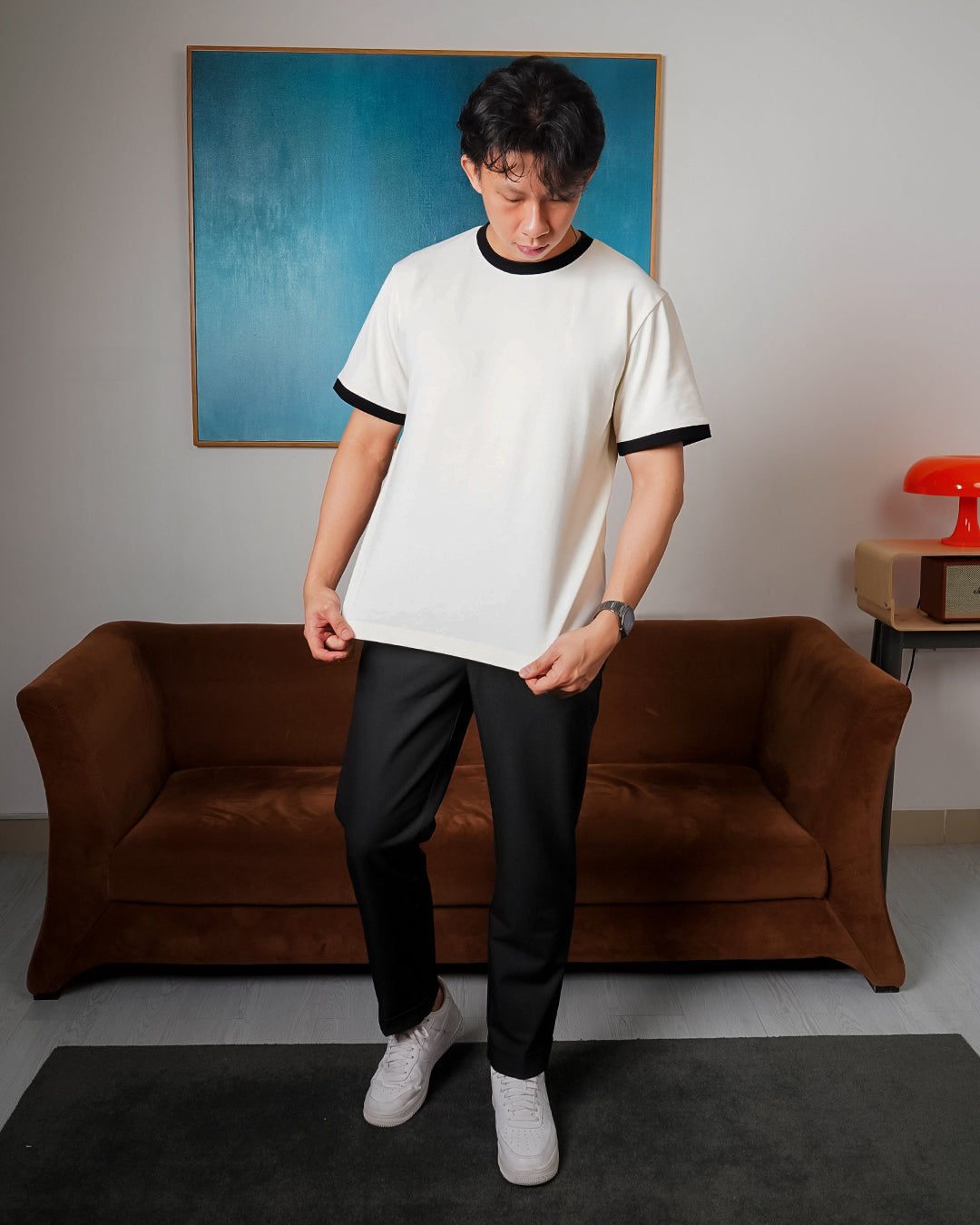 Oversize Two Tone Tees Shirt Breeze Wear - Offwhite