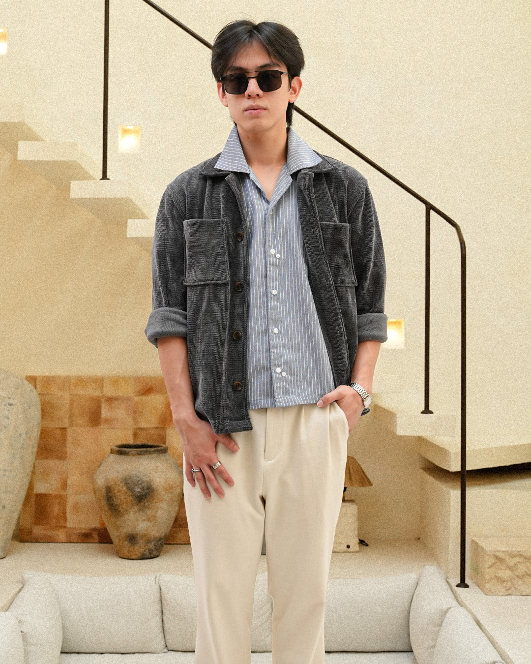 Overshirt Corduroy Seaweed - Dark Gray