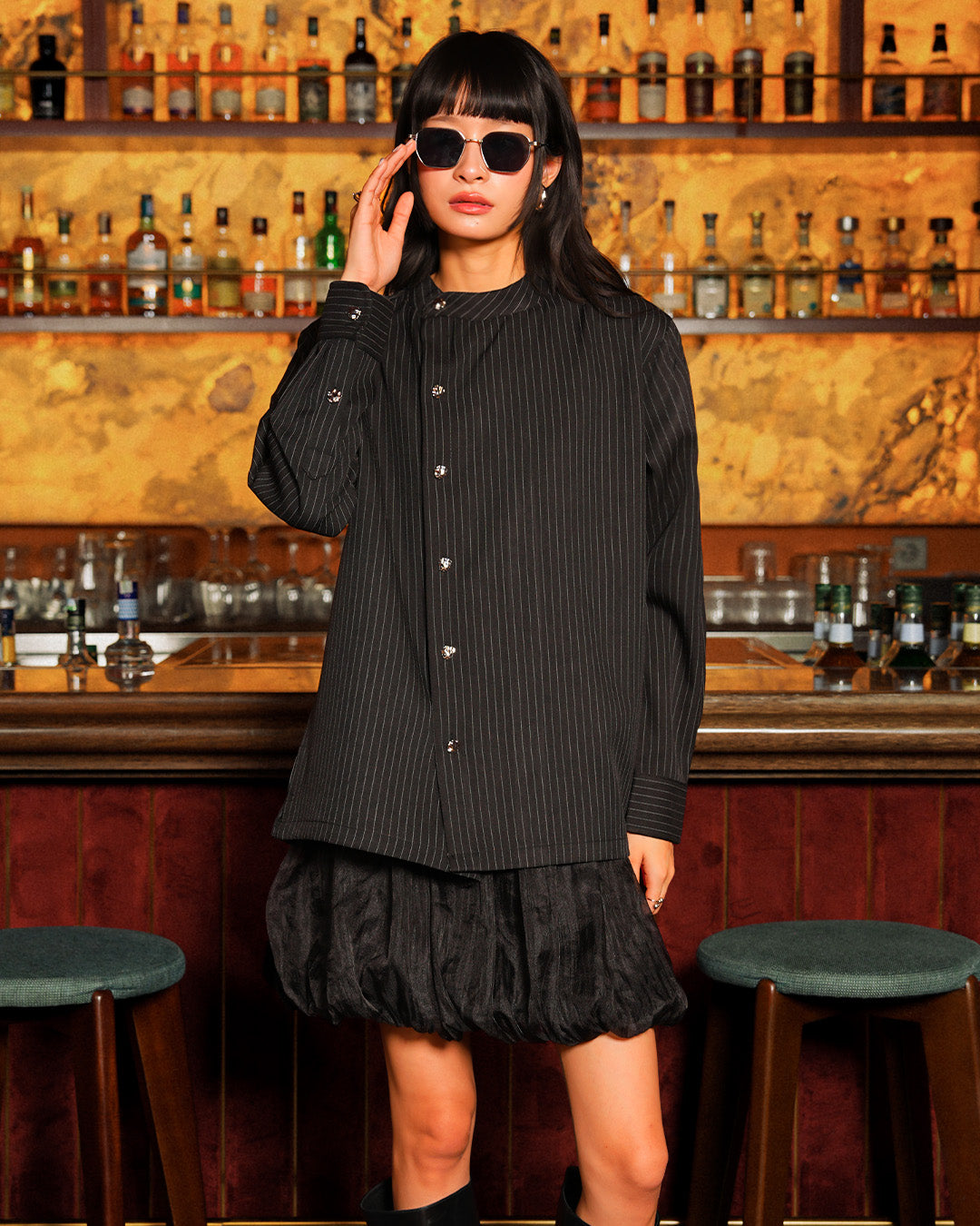 Nero Stripes Shirt - Black