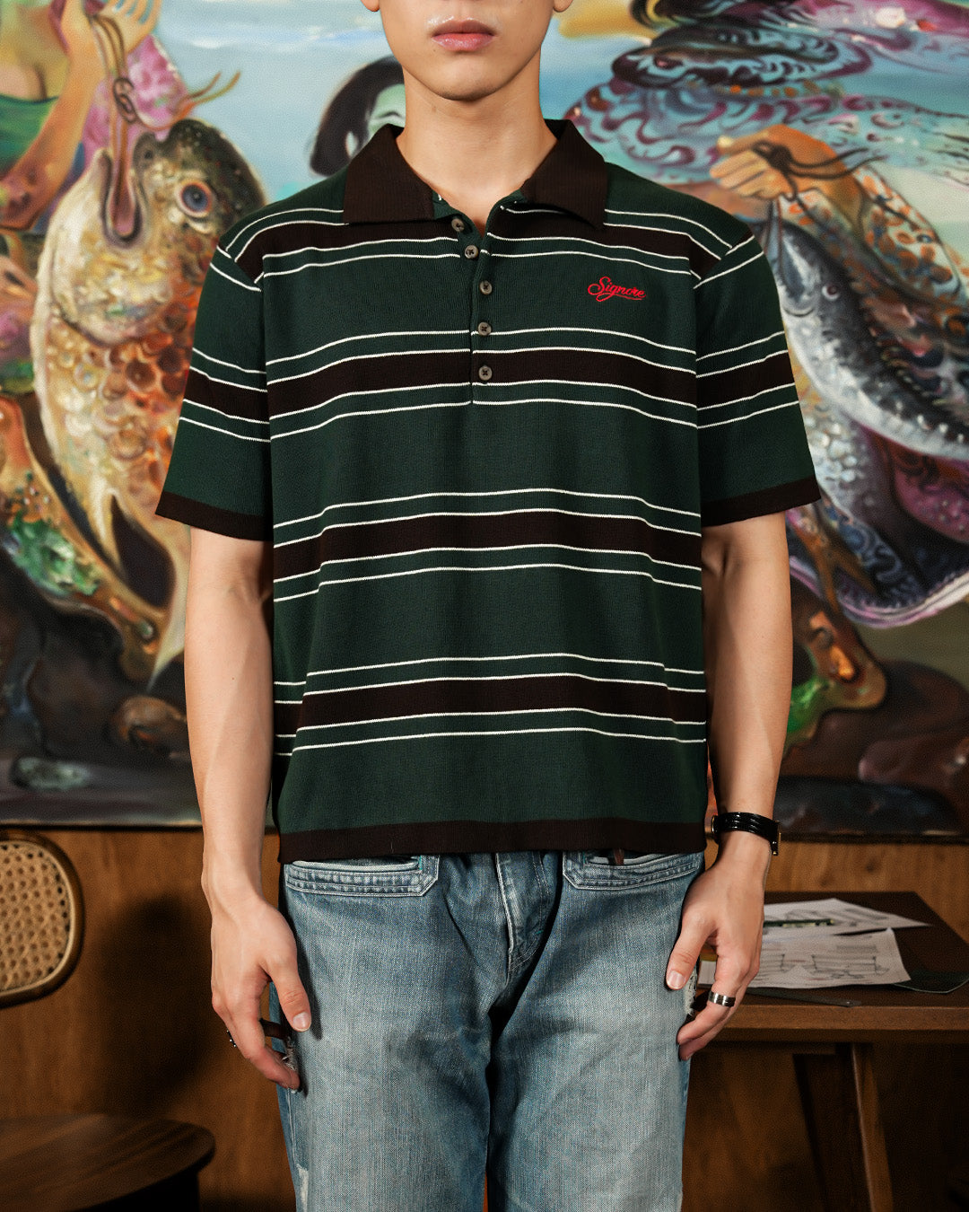 Layer Cake Polo Knitwear - Forest Mocha