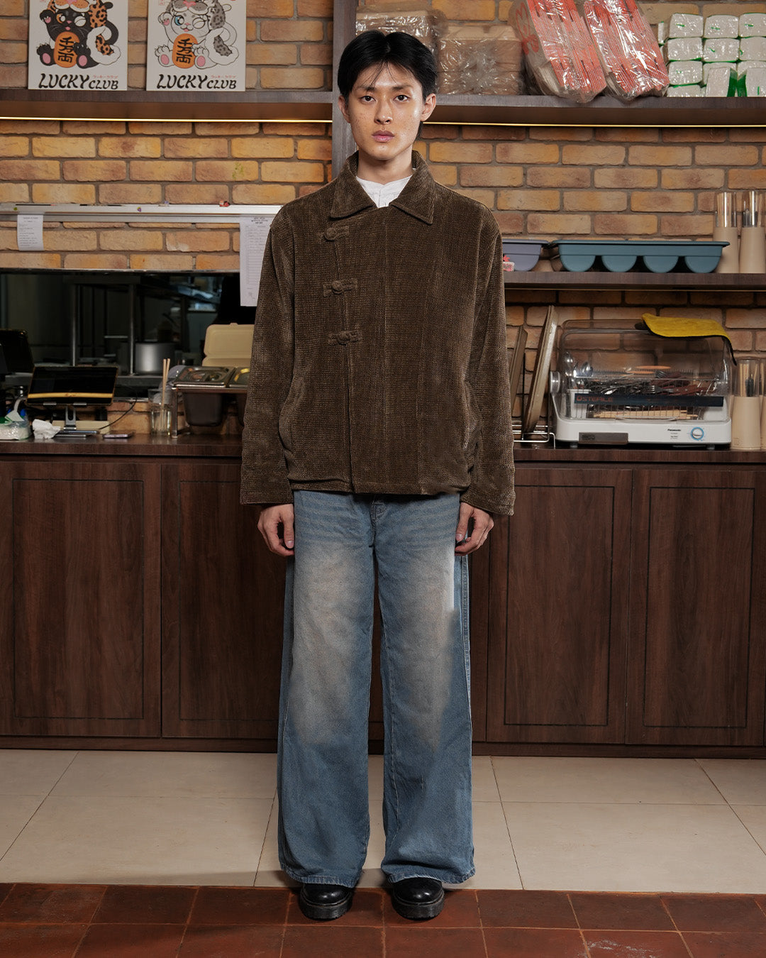 Corduroy Seaweed Chongsam - Brown