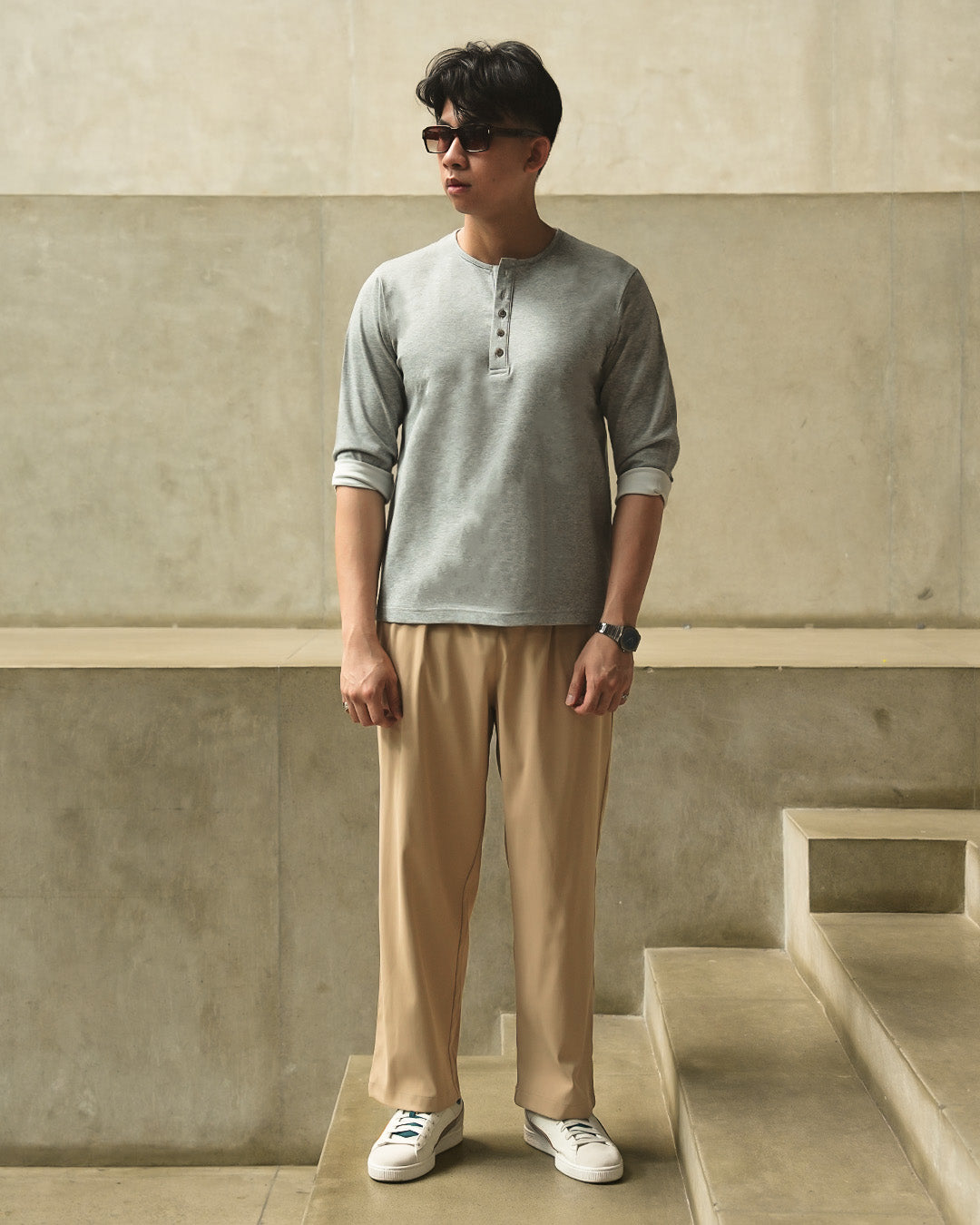 Henley Shirt BreezeWear 2.0 - 3/4 Sleeve - Gray