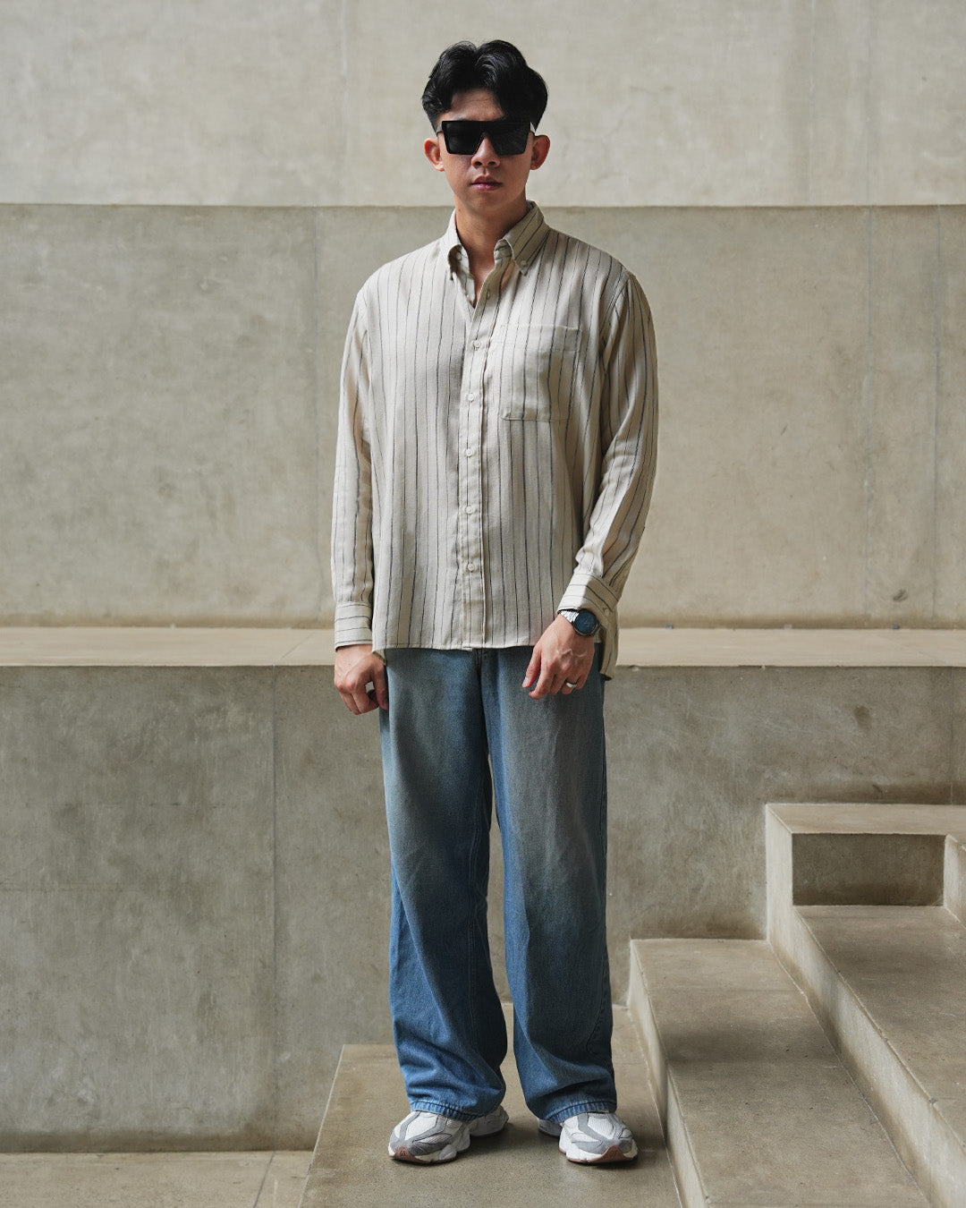 Abstract Stripe Shirt - Beige