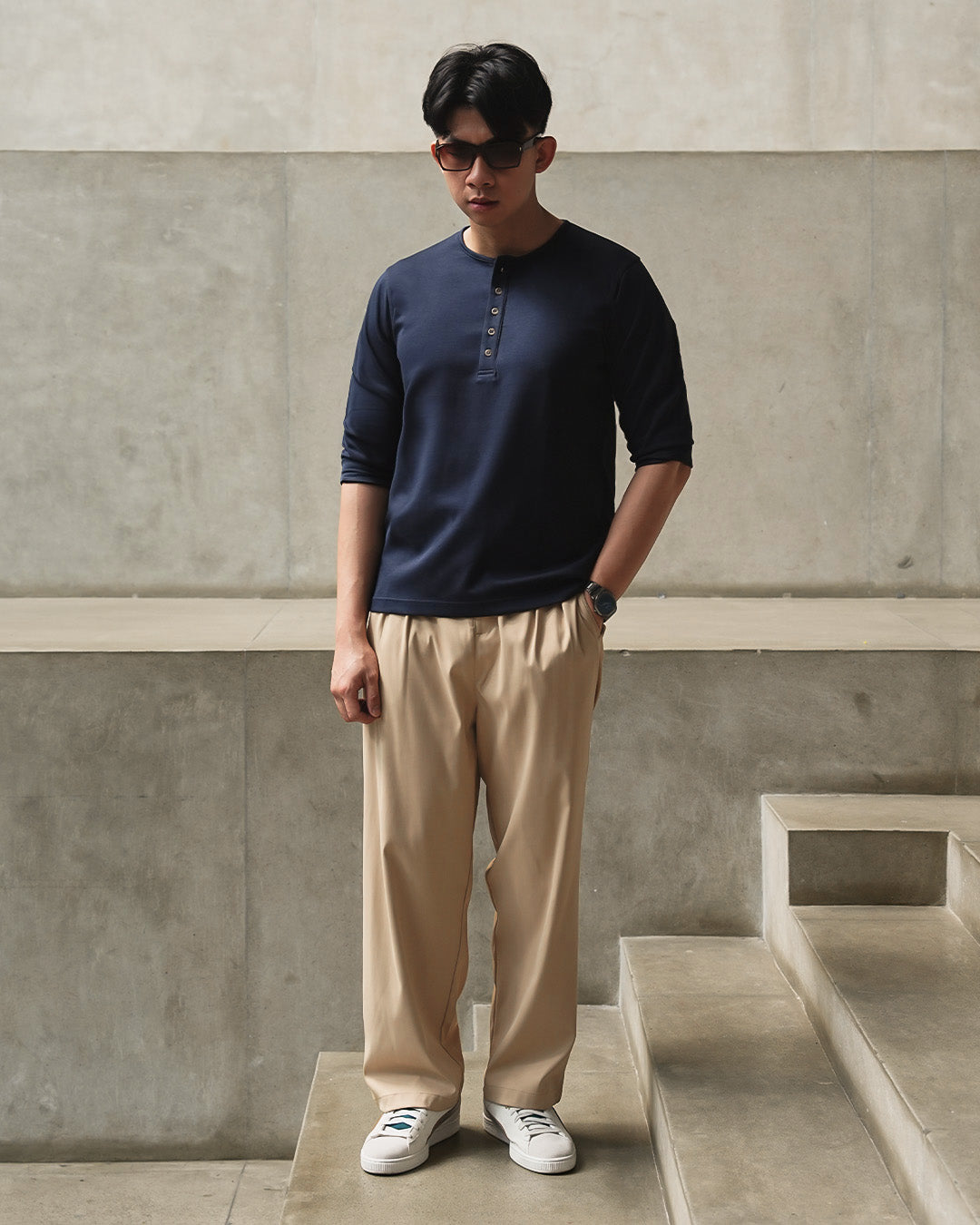 Henley Shirt BreezeWear 2.0 - 3/4 Sleeve - Navy