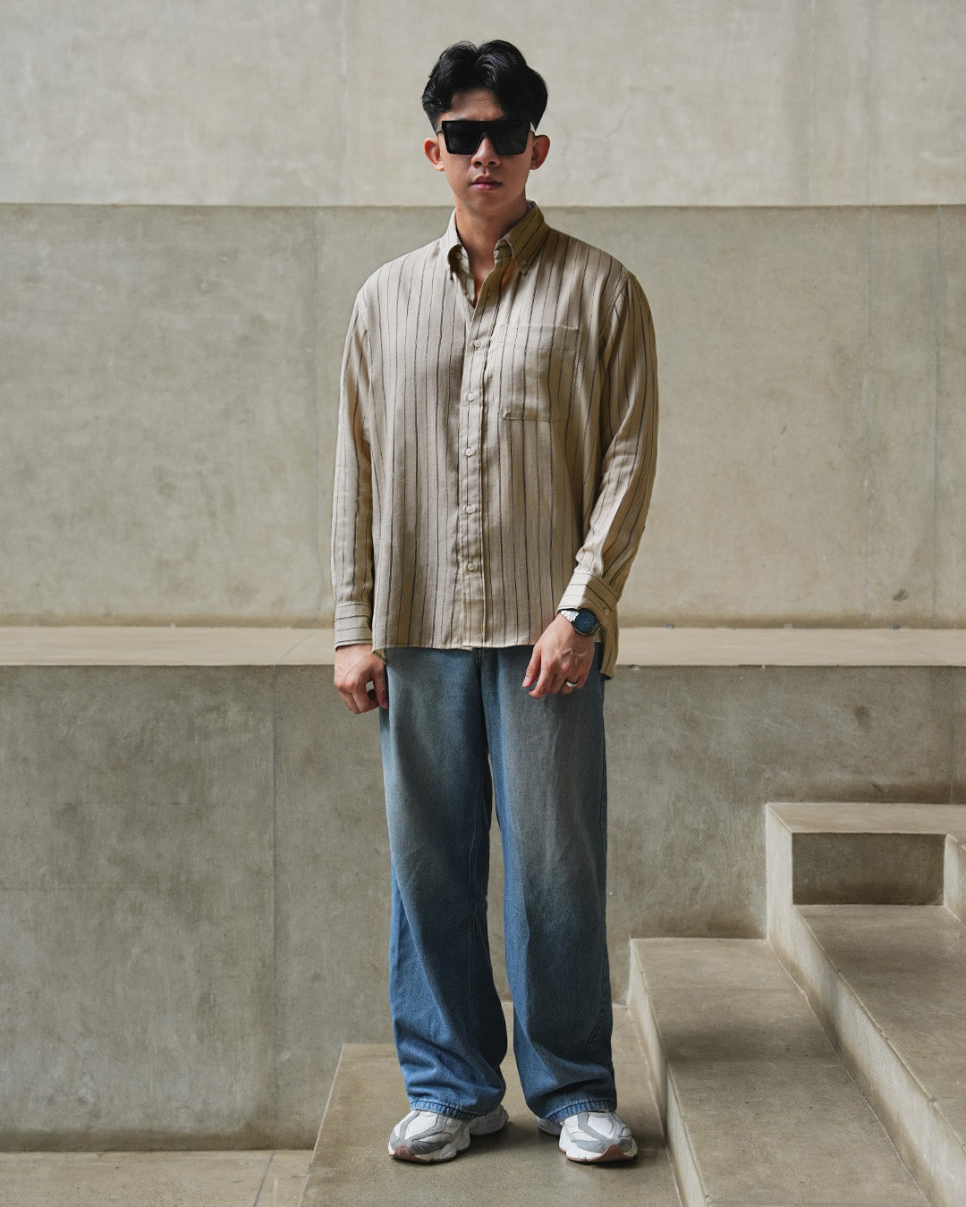 Abstract Stripe Shirt - Beige