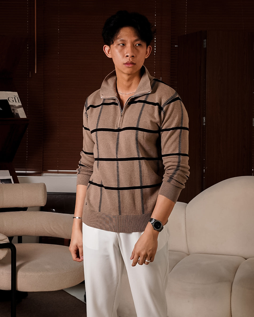 Polo Fenndi Half Zip Cotton - Brown