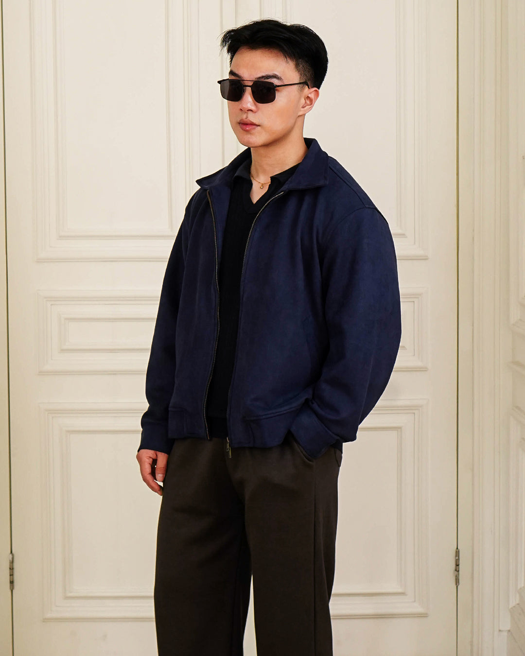 Downtown City Suede Jacket - Navy