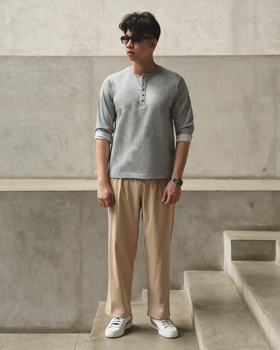Henley Shirt BreezeWear 2.0 - 3/4 Sleeve - Gray