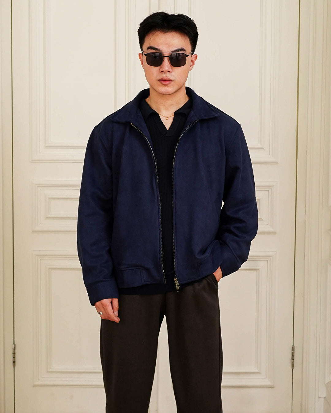 Downtown City Suede Jacket - Navy
