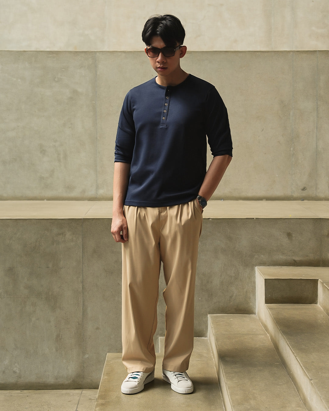 Henley Shirt BreezeWear 2.0 - 3/4 Sleeve - Navy